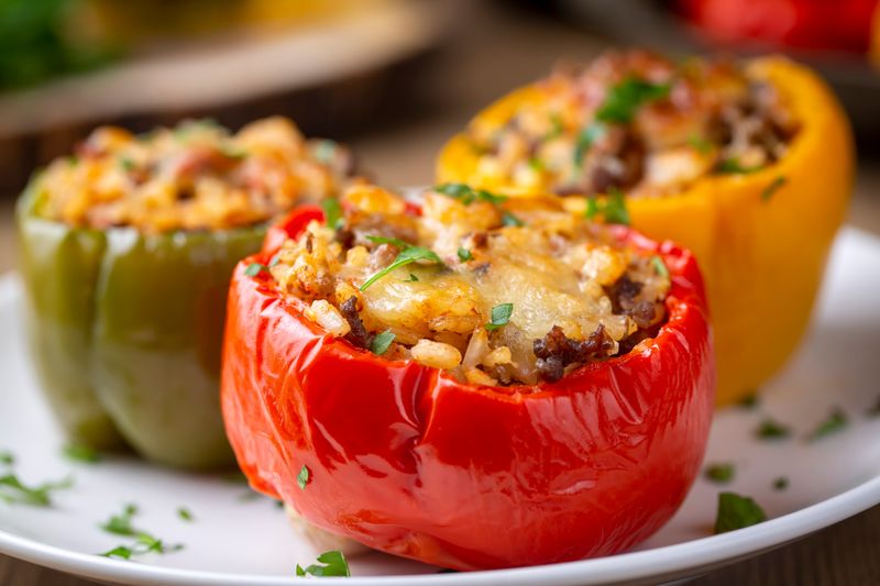 Cranberry and Turkey Stuffed Bell Peppers