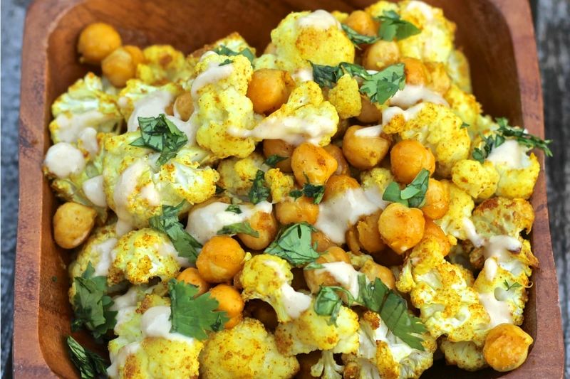 Turmeric Cauliflower And Chickpea Sheet Pan Dinner