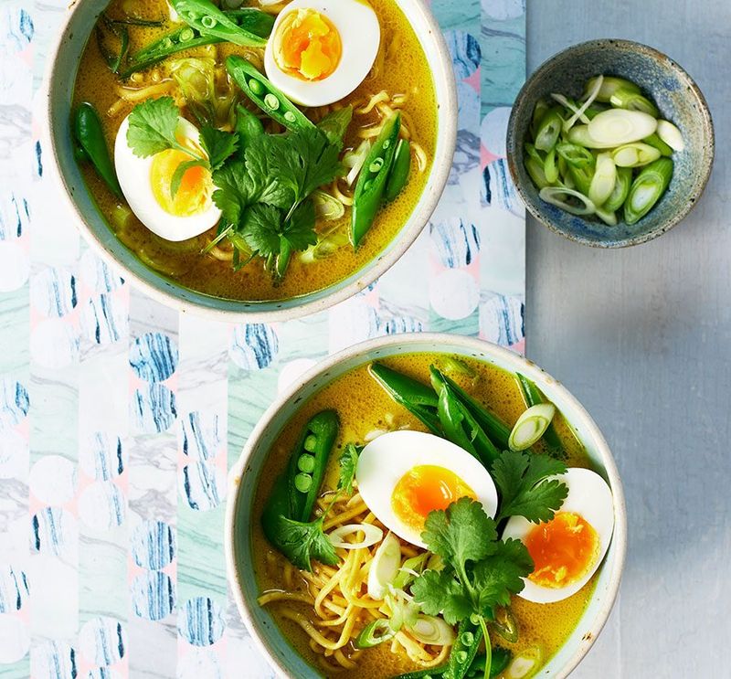 Roasted Vegetable Soup with a Soft-Boiled Egg
