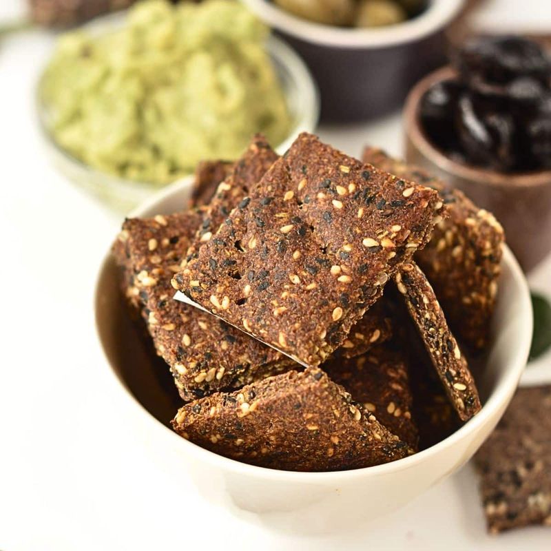 Spiced Flaxseed Crackers with Avocado
