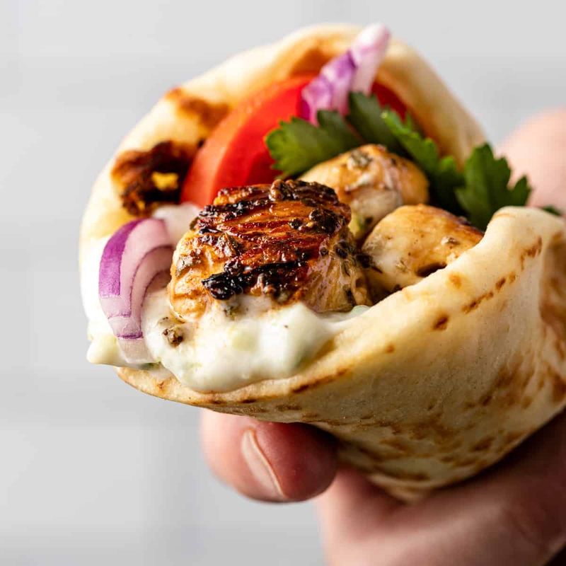 Grilled Chicken Souvlaki Wraps