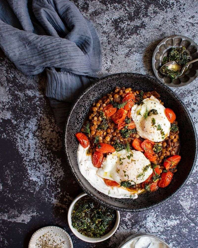 Lentil and Herb Breakfast Bowls