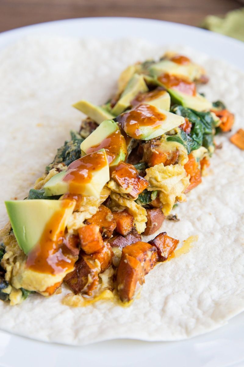 Breakfast Burrito Stuffed with Roasted Veggies