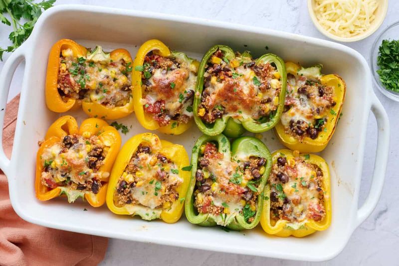 Ricotta and Walnut Stuffed Bell Pepper Halves