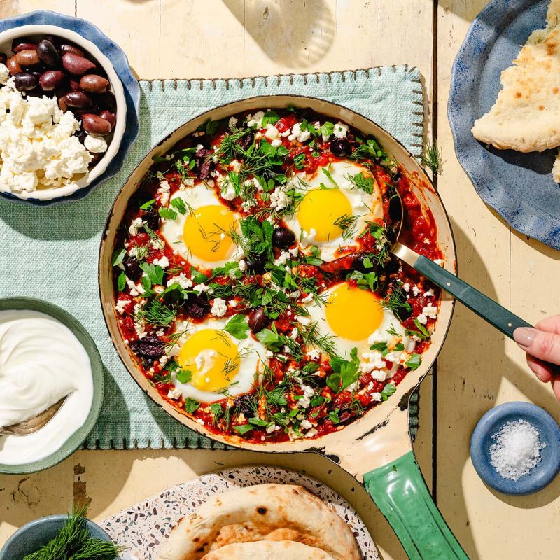 Shakshuka With Olive and Herb Topping