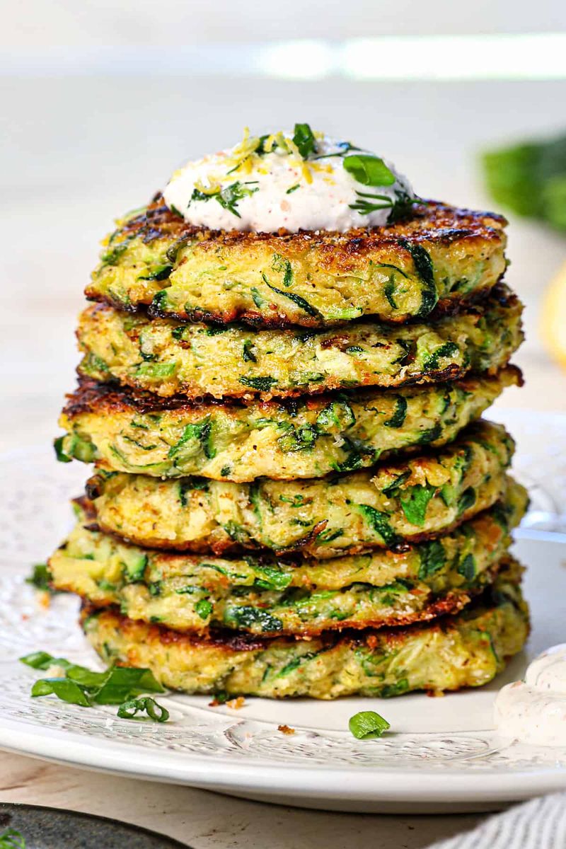Zucchini Fritters with Sour Cream Dip