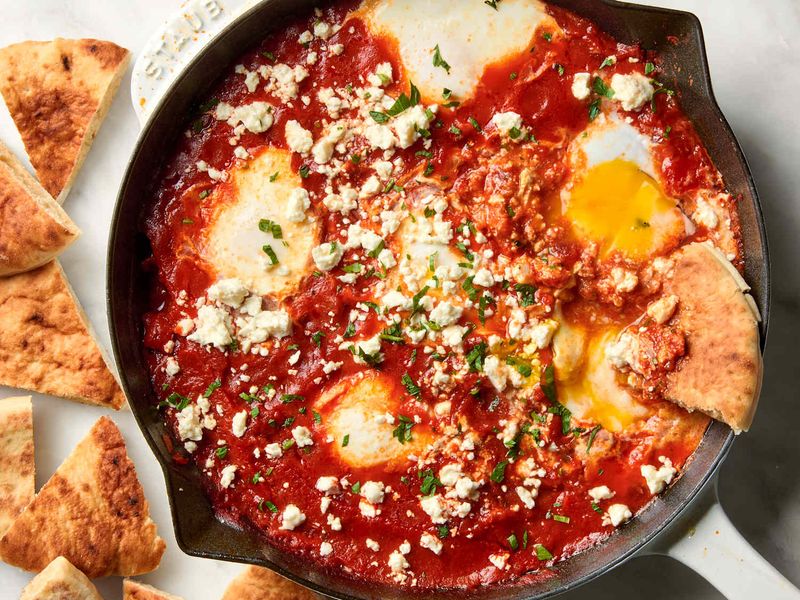 Shakshuka-Style Eggs In Tomato Sauce