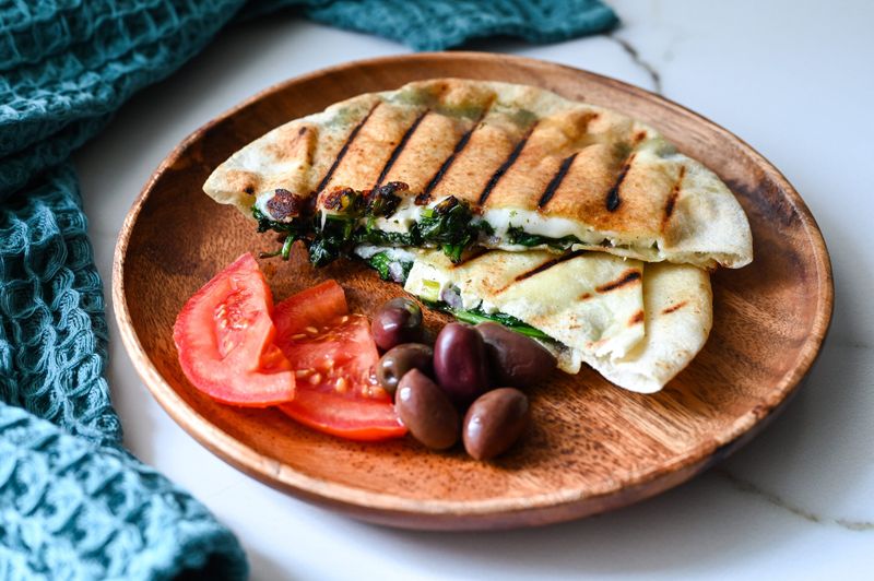 Spinach and Feta Stuffed Whole Wheat Pita