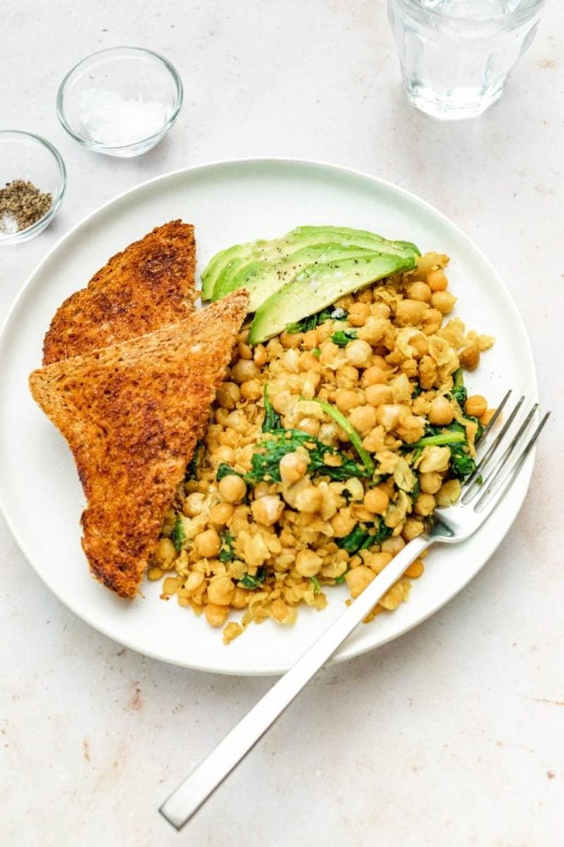 Chickpea Scramble With Turmeric and Tomatoes