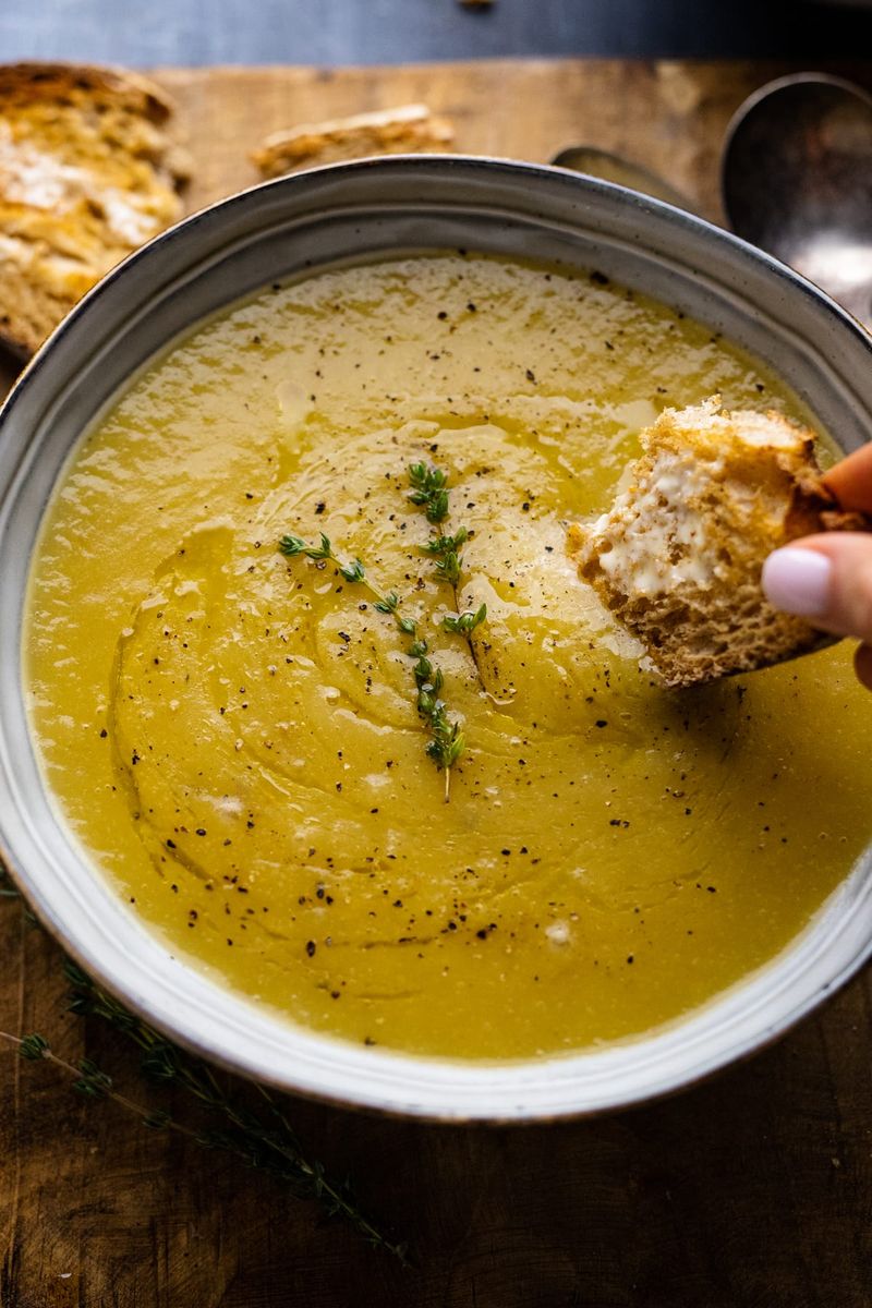 Leek and Potato Soup with Crusty Bread