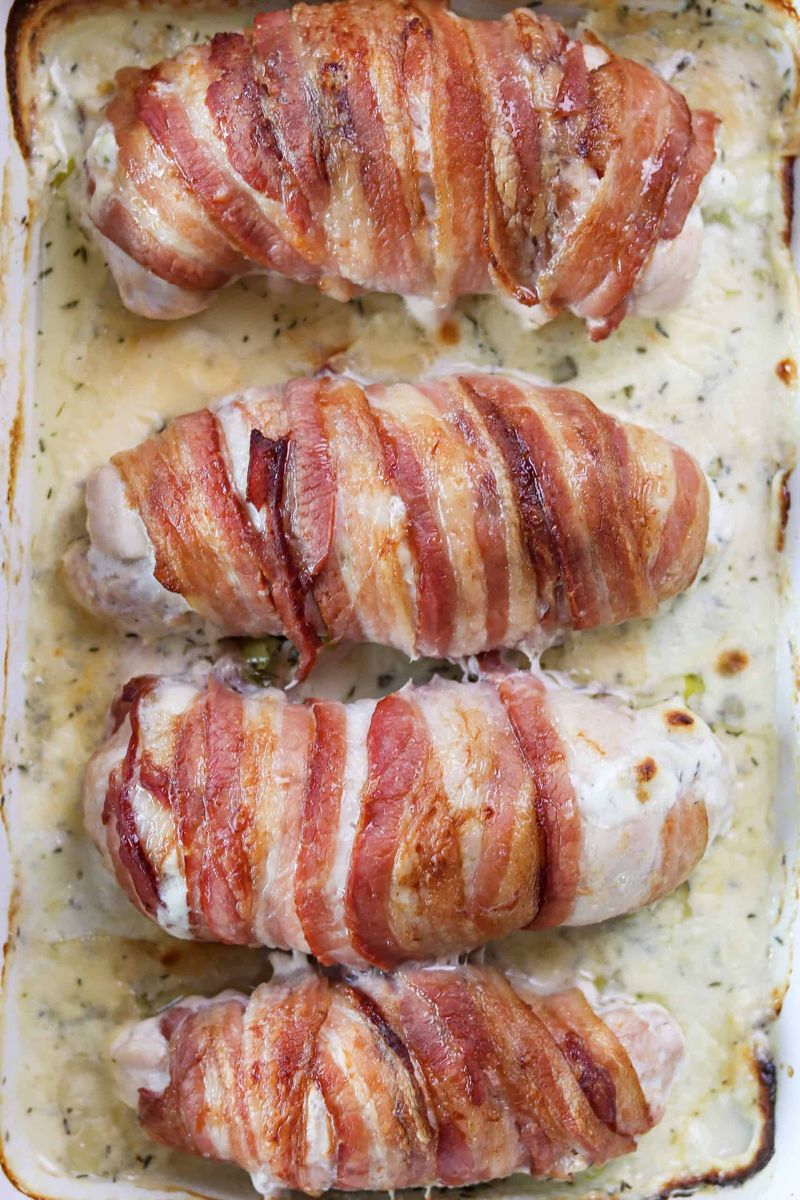 Bacon-Wrapped Chicken with Cream Sauce