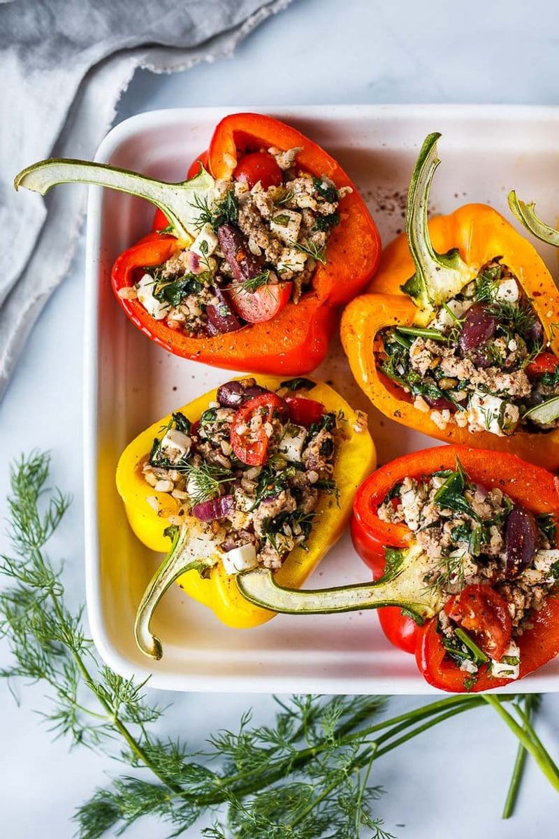 Olive and Feta Stuffed Peppers