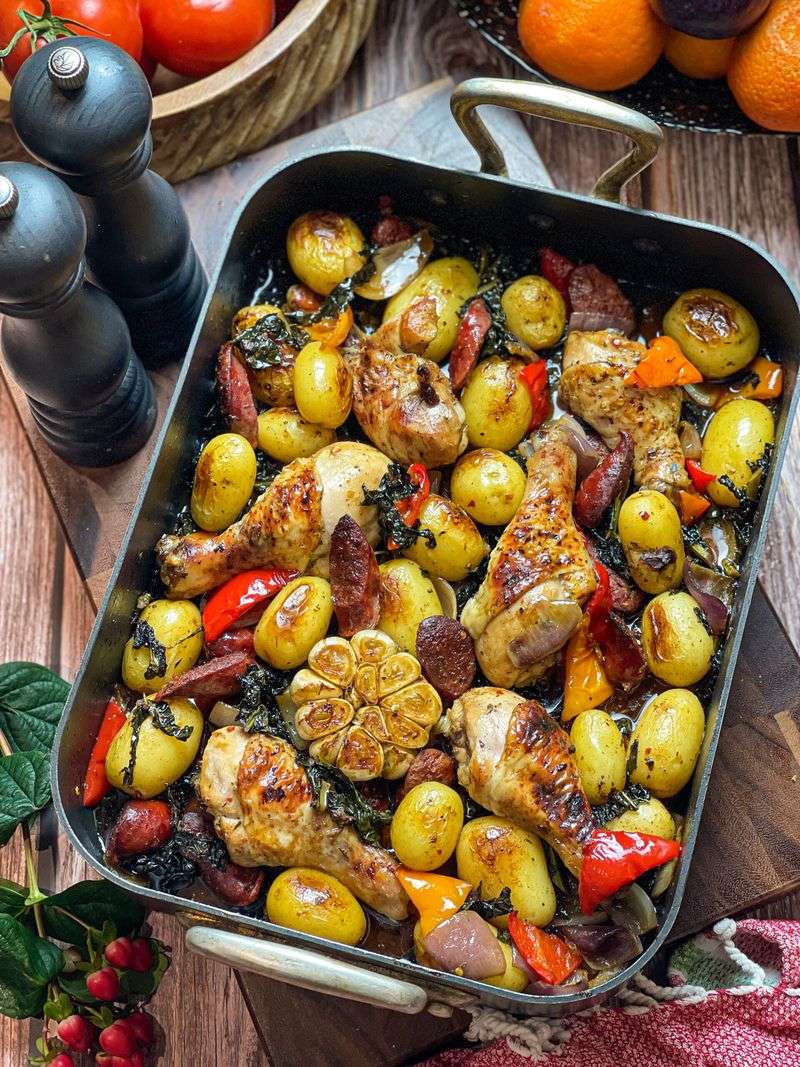 Garlic Roast Chicken Legs with Cavolo Nero