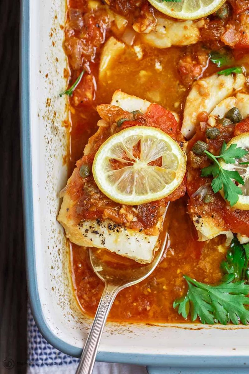 Baked Cod With Olives And Capers