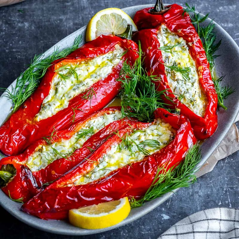 Pumpkin and Feta Stuffed Peppers
