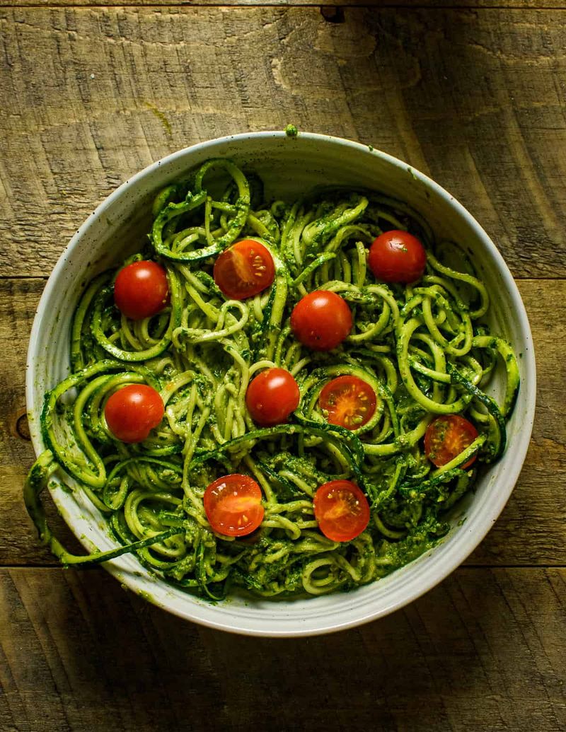 Zucchini Noodle and Pesto Bowl