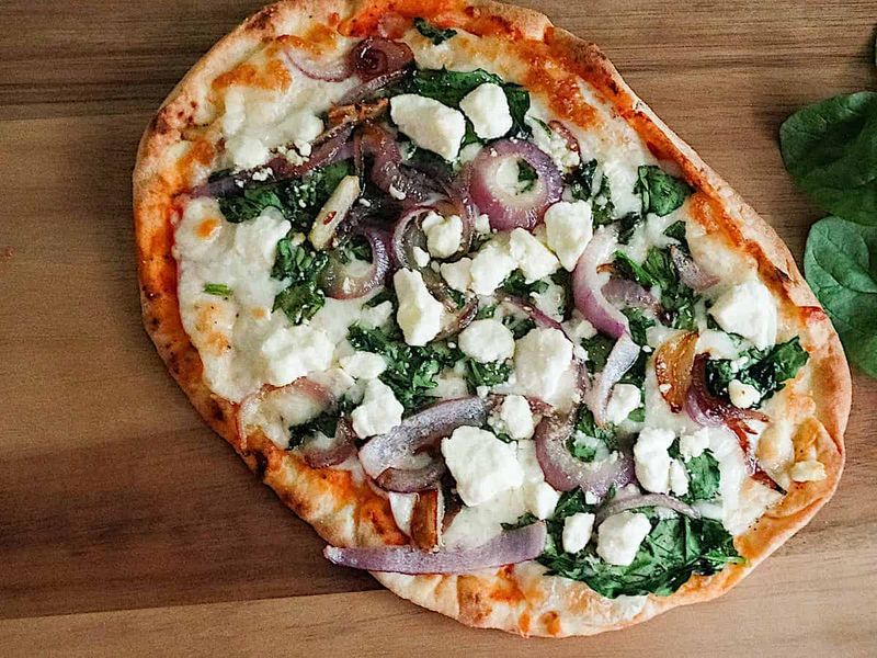 Spinach and Goat Cheese Flatbread with Balsamic Glaze