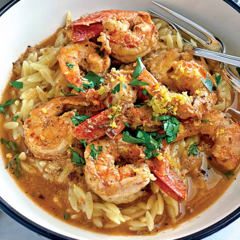 Lemon Garlic Prawn Orzo