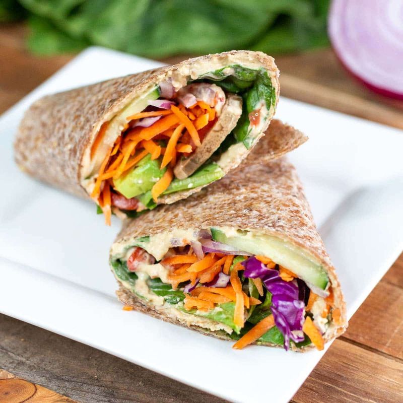 Hummus and Veggie Breakfast Wraps
