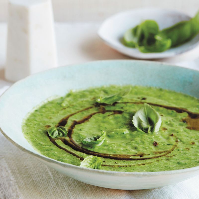 Courgette Soup with Basil Oil