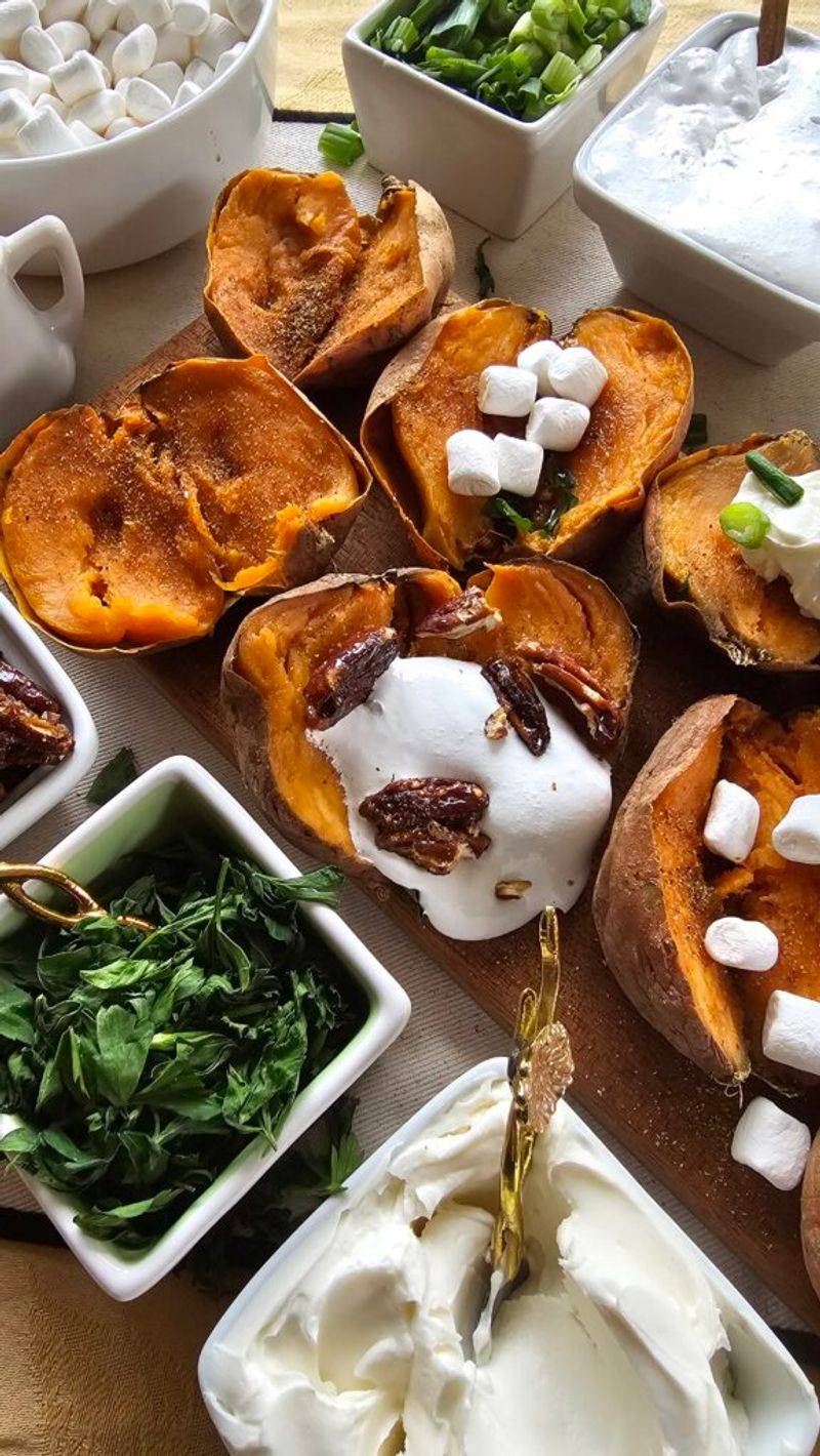 Baked Sweet Potato with Toppings Bar