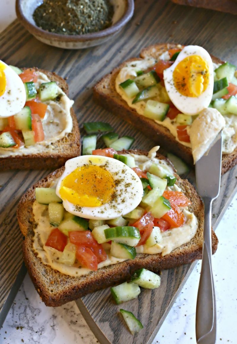Poached Egg and Hummus Whole Grain Toast