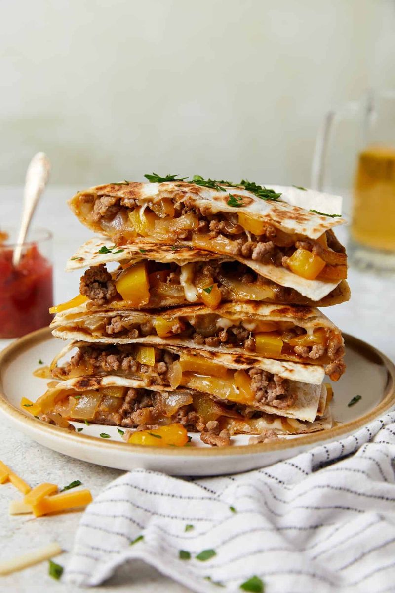 Cheesy Beef and Bean Quesadillas