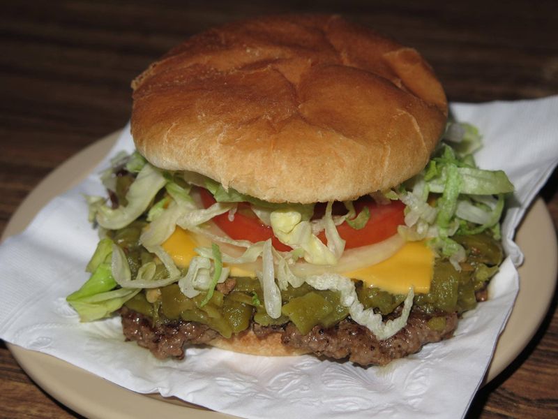 The Green Chile Cheeseburger at the Owl Bar (San Antonio, New Mexico)