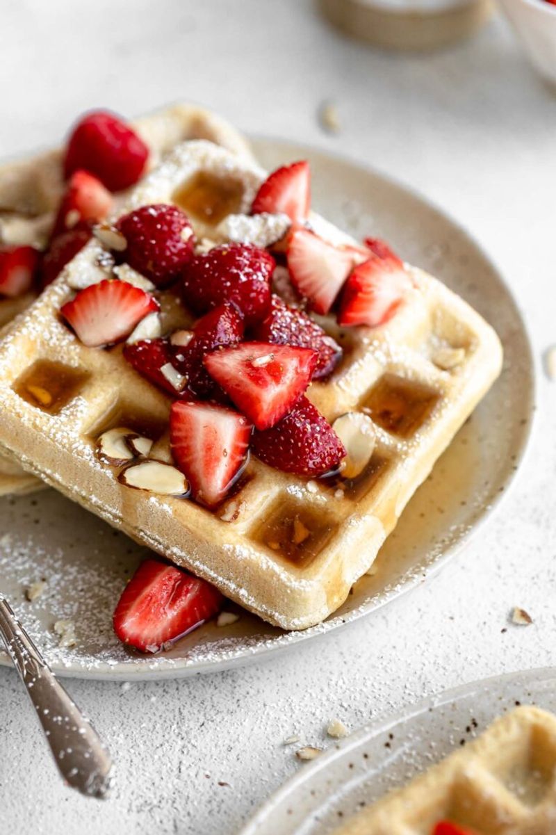 Almond Flour Waffles with Pomegranate Seeds