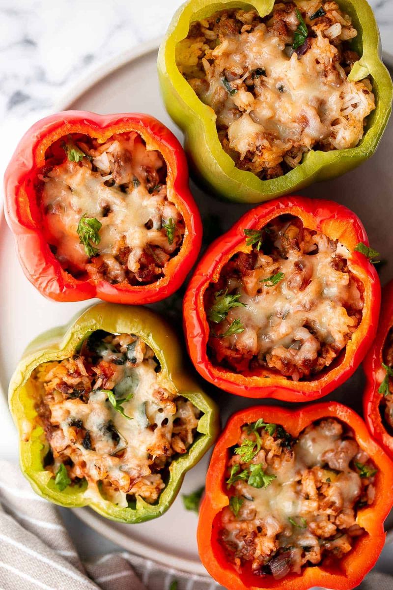 Beef and Vegetable Stuffed Bell Peppers