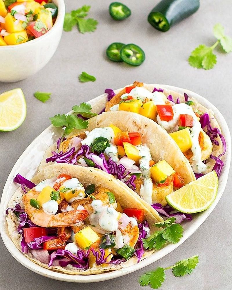 Shrimp Tacos With Mango Slaw