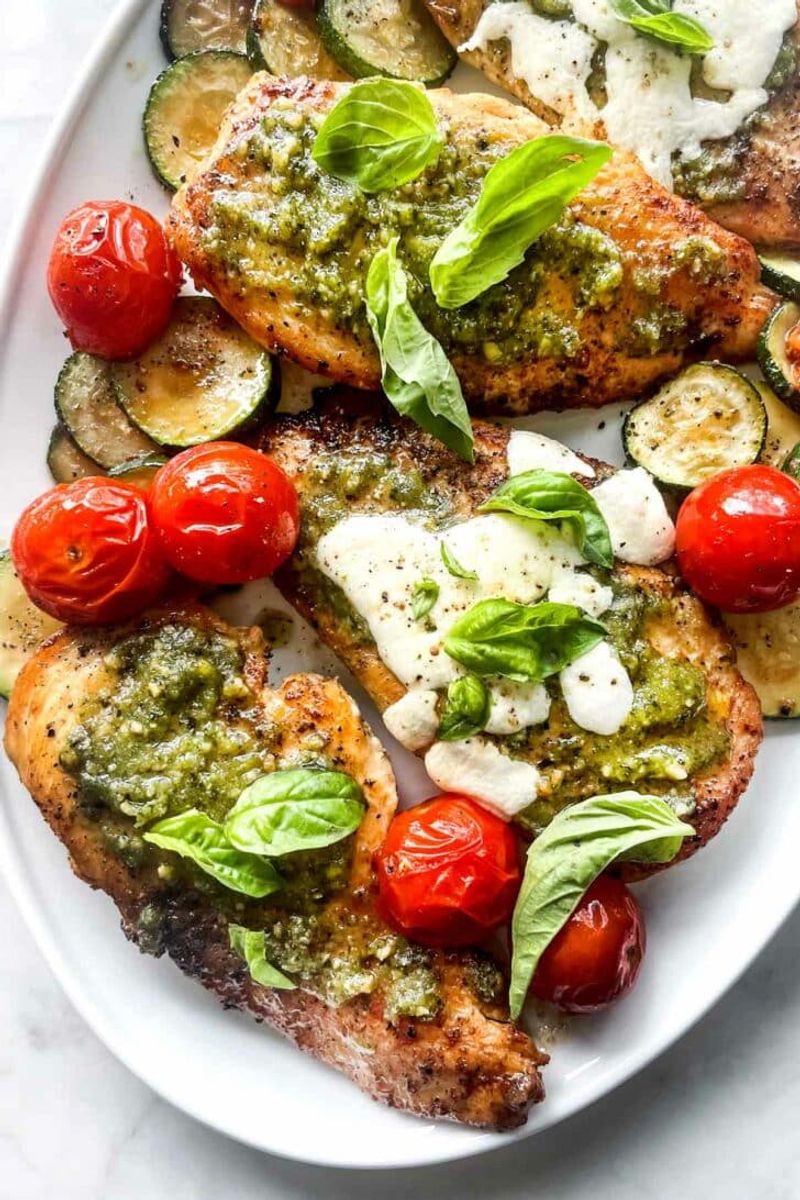 Pesto Chicken with Roasted Tomatoes