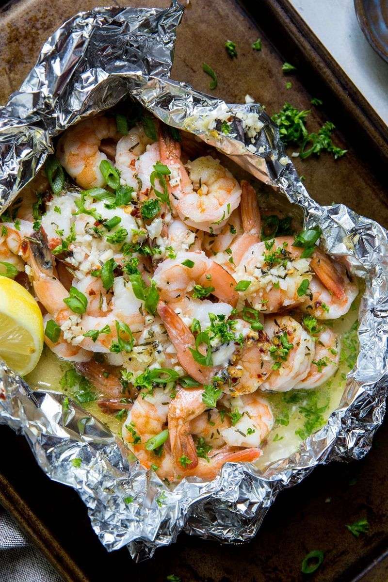 Garlic Butter Shrimp Foil Packets
