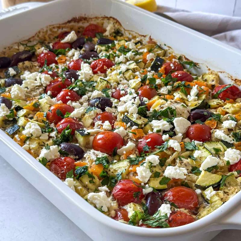 Greek Chicken and Orzo Casserole