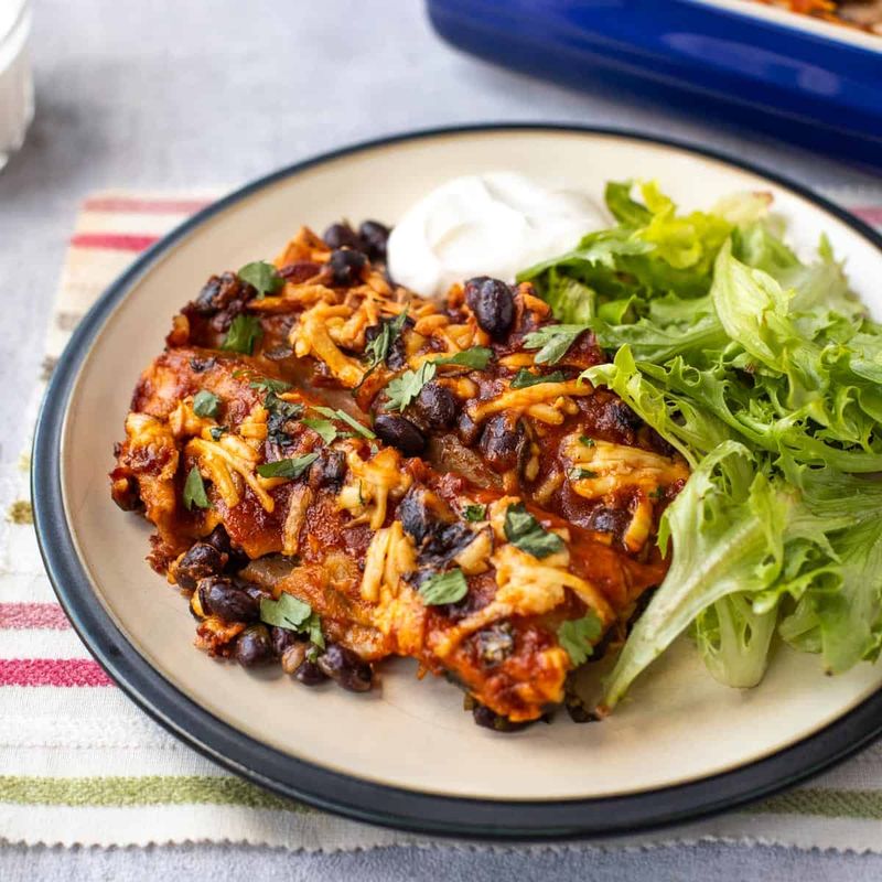 Spinach and Black Bean Enchiladas