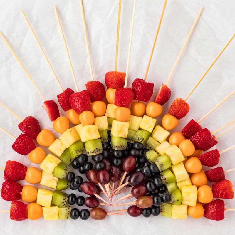 Skewer Fruit Into Rainbow Kabobs