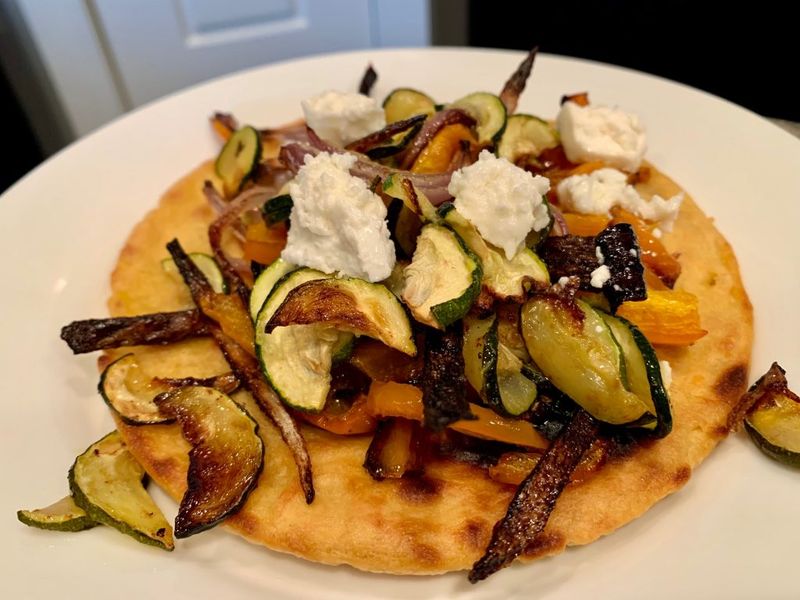 Flatbread with Roasted Veggies and Feta