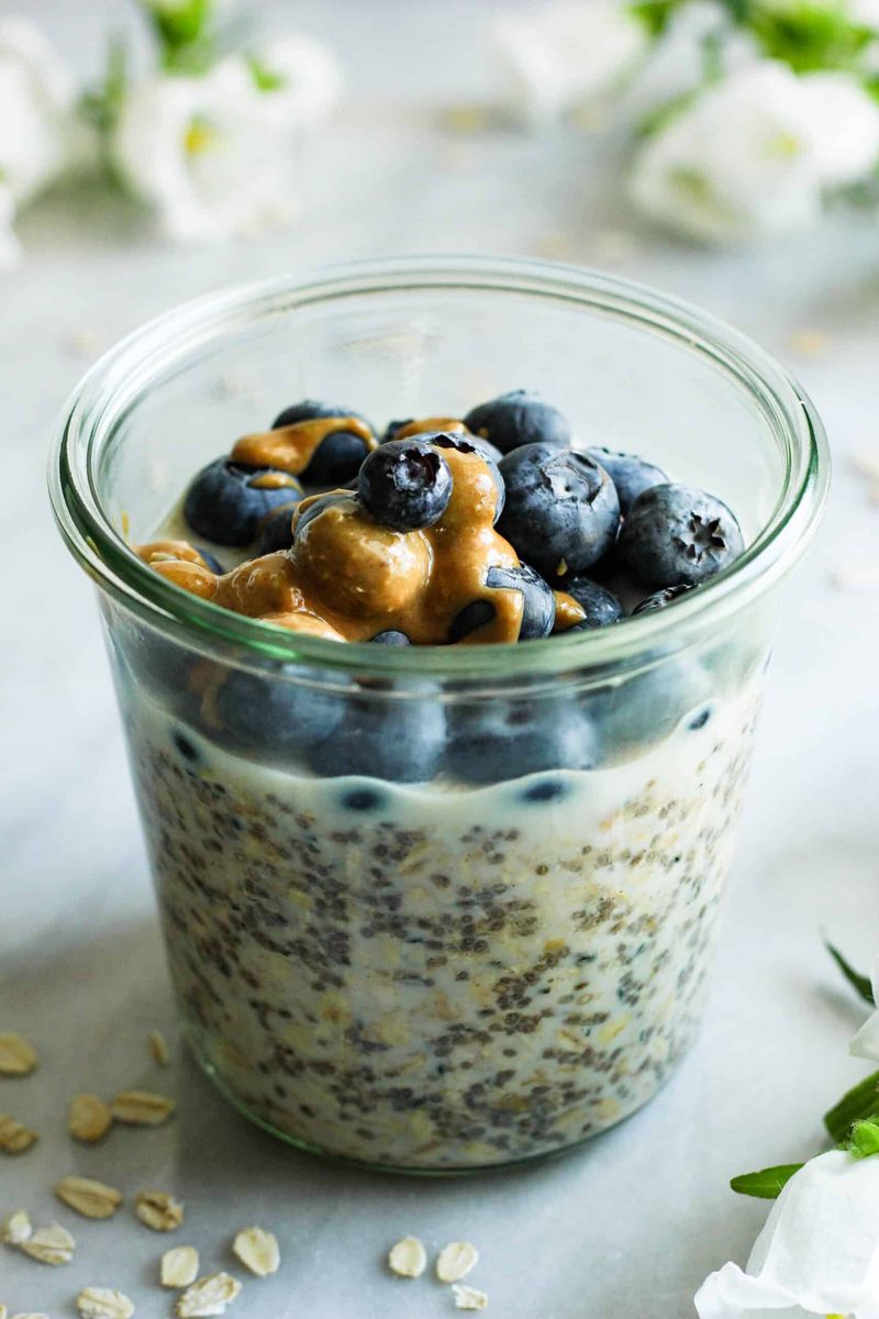 Overnight Oats with Chia Seeds and Almond Butter