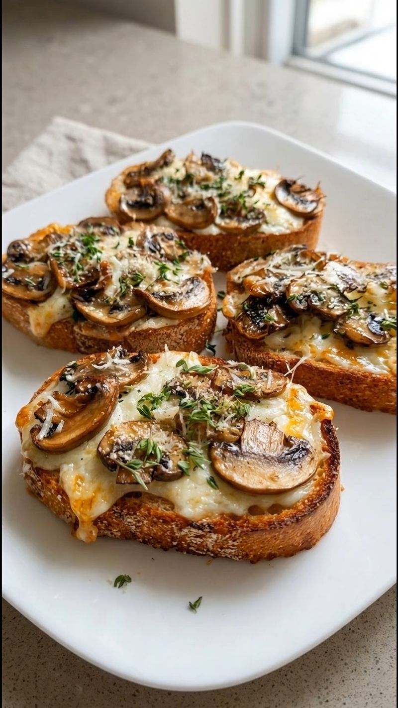 Cheesy Baked Mushrooms On Toast