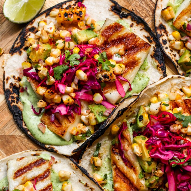 Watermelon Tacos with Halloumi