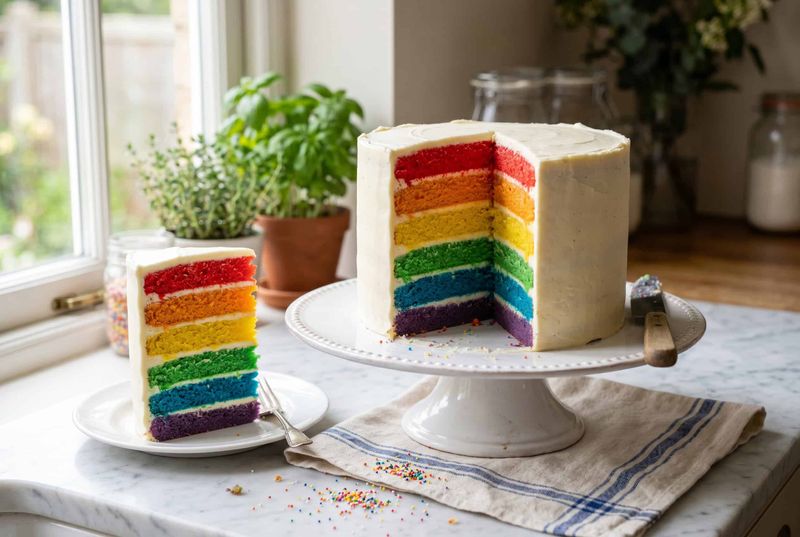 Towering Rainbow Layer Cake