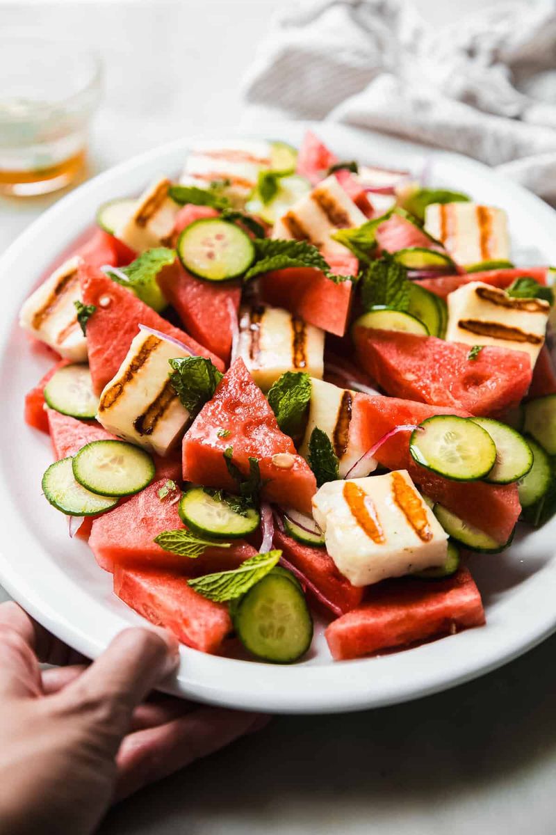 Grilled Halloumi with Watermelon and Mint