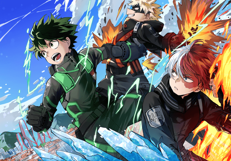 Heroes in Training: Deku, Bakugo, and Todoroki