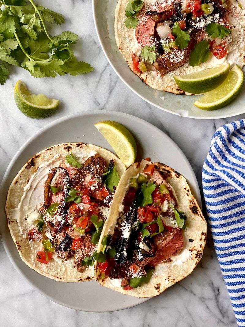 Tacos With Sizzling Seasoned Meat