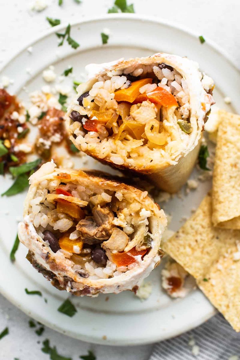 Chicken Fajita Rice Burrito