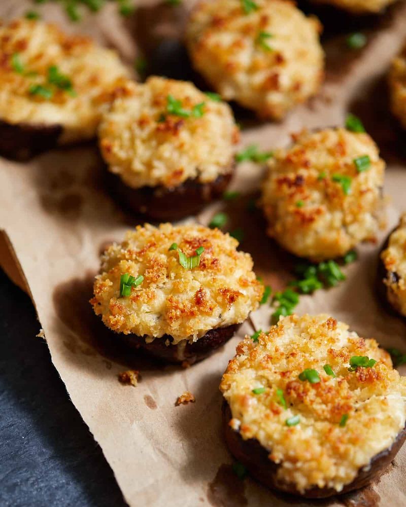 Stuffed Mushrooms With a Golden Top