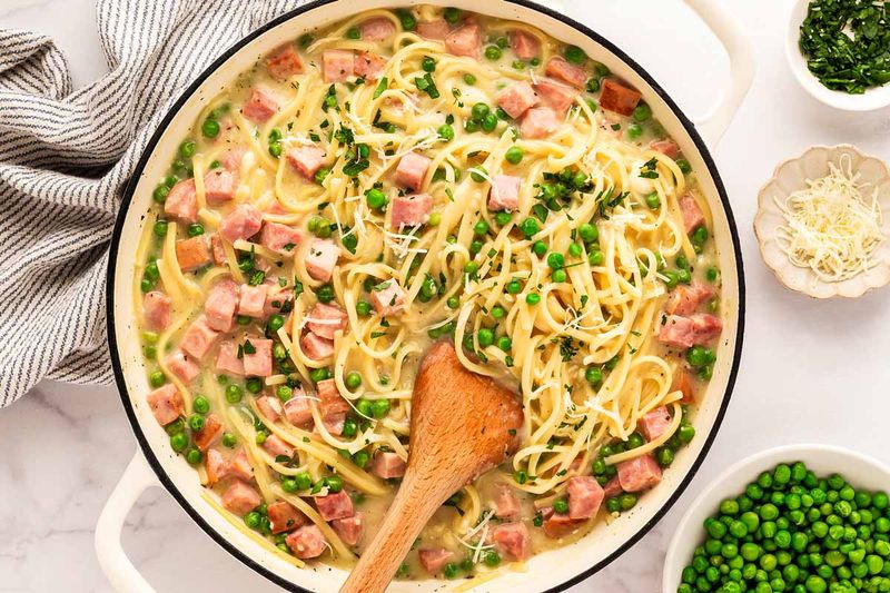 Ham and Pea Carbonara Bake