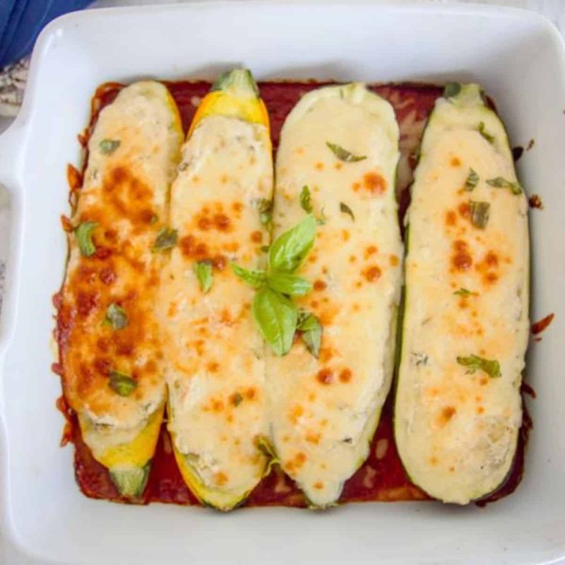 Ricotta Stuffed Zucchini Boats