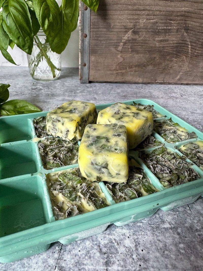 Frozen Basil Ice Cubes