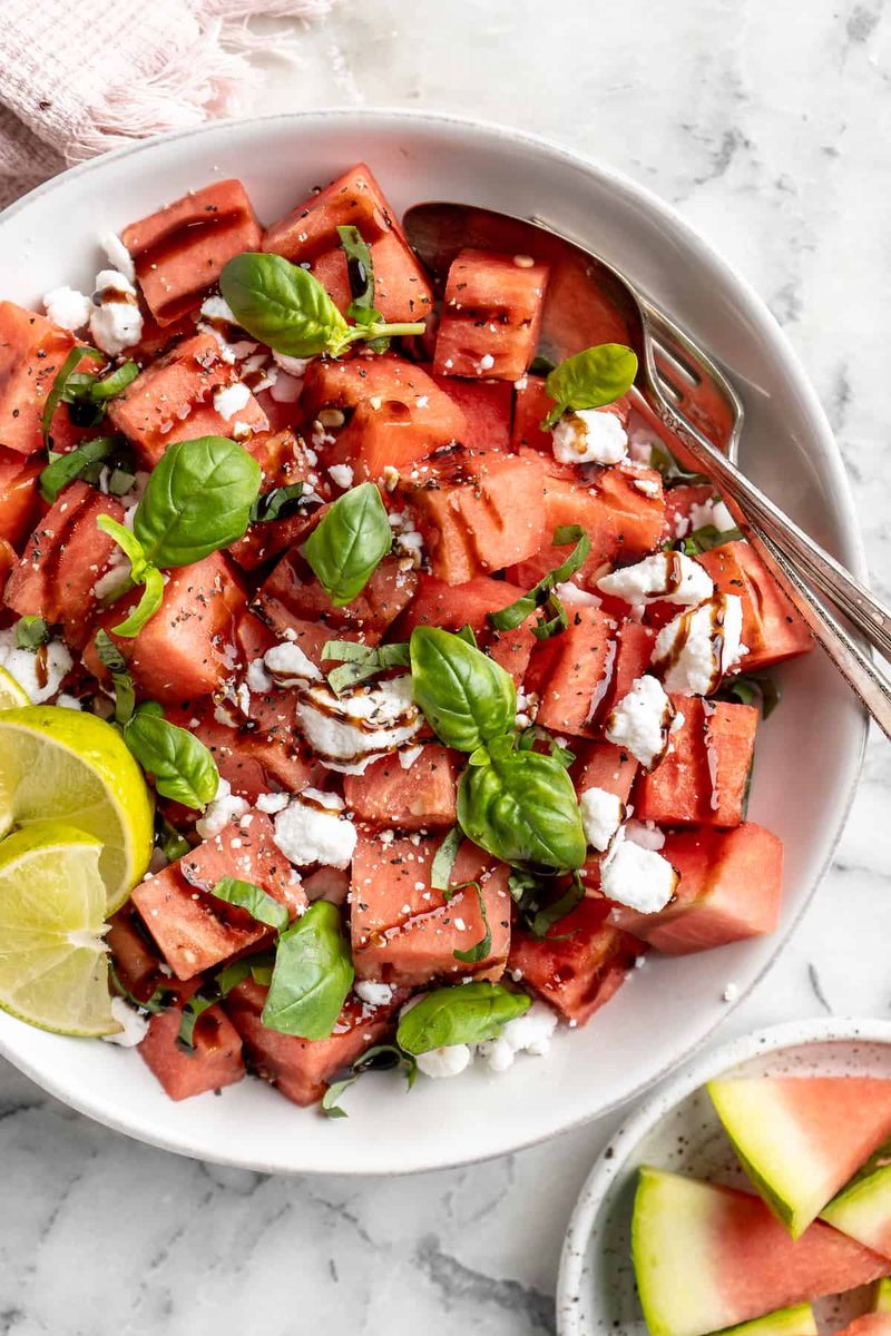Watermelon Feta Basil Salad